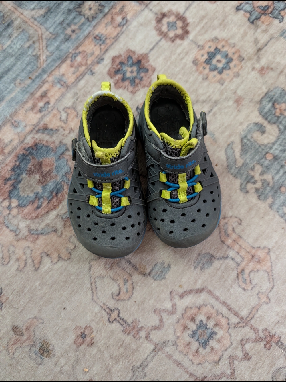 Stride Rite Grey and Lime Toddler Water Shoes